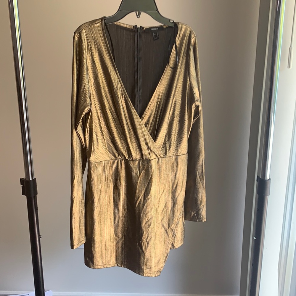 Long sleeved golden romper dress